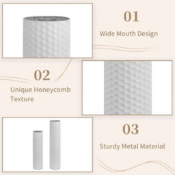 Set Of 2 White Tall Floor Vases 55 70Cm For Artificial Plants - thumbnail 5
