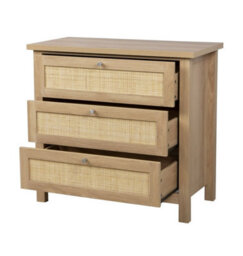 Hallowood Furniture Newquay Oak Effect Chest With 3 Drawer And Real Rattan Front - thumbnail 8