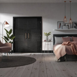 Lpd Offset Panel Fresno Unglazed Modern Black Internal Chipboard Door, (H)1981mm (W)686mm (T)35mm - thumbnail 1