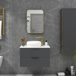 Royal Bathrooms Luxor 500 X 700mm Brushed Brass Framed Rectangular Mirror Within Frame Led, Touch Sensor & Demister Pad - thumbnail 8
