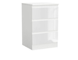 Urbn-Living Urbnliving 62Cm Height Glossy 3 Drawers Bedside Cabinet Chest Of Drawers With Smooth Metal Runner White & White - thumbnail 2