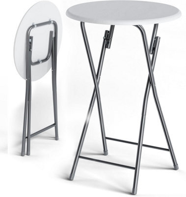 Casaria Folding Bar Table 60X60X110Cm White Light Foldable Wood Effect - image 1