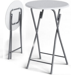 Casaria Folding Bar Table 60X60X110Cm White Light Foldable Wood Effect - thumbnail 1