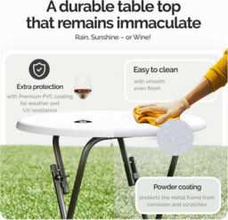 Casaria Folding Bar Table 60X60X110Cm White Light Foldable Wood Effect - thumbnail 4
