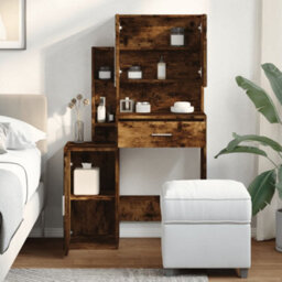Berkfield Dressing Table With Cabinet Smoked Oak 80X35X132 Cm - thumbnail 4