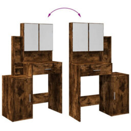 Berkfield Dressing Table With Cabinet Smoked Oak 80X35X132 Cm - thumbnail 9