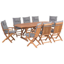 Beliani Maui 8 Seater Garden Dining Set Grey Acacia Wood With Cushions - thumbnail 1