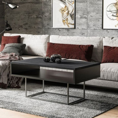 Enna Modern Coffee Table Stylish Living Room Table With Durable Laminated Board Compact Design Easy To Clean Finish Dark Concrete