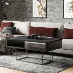 Enna Modern Coffee Table Stylish Living Room Table With Durable Laminated Board Compact Design Easy To Clean Finish Dark Concrete