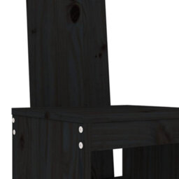Berkfield 5 Piece Garden Bar Set Black Solid Wood Pine - thumbnail 5