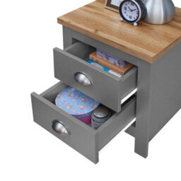 Timber Art Design Lisbon Bedside Cabinet Bedroom Furniture Nightstand Table 2 Drawers Light Grey - thumbnail 4