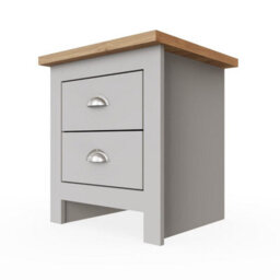 Timber Art Design Lisbon Bedside Cabinet Bedroom Furniture Nightstand Table 2 Drawers Light Grey - thumbnail 7