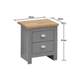 Timber Art Design Lisbon Bedside Cabinet Bedroom Furniture Nightstand Table 2 Drawers Light Grey - thumbnail 5