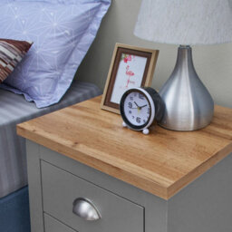 Timber Art Design Lisbon Bedside Cabinet Bedroom Furniture Nightstand Table 2 Drawers Light Grey - thumbnail 3