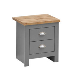 Timber Art Design Lisbon Bedside Cabinet Bedroom Furniture Nightstand Table 2 Drawers Light Grey - thumbnail 2