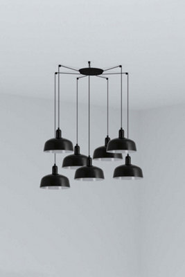 Luminosa Lighting Luminosa Tatawin Medium Cluster Pendant Ceiling Light , Gloss Black 7X E27