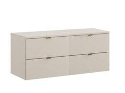 Impact Furniture Double Vanity Unit 1200mm Beige Bathroom Sink Cabinet Countertop Floating 4 Drawer Wall Storage Cashmere Worktop Dalia - thumbnail 6