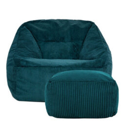 icon Natalia Large Beanbag And Pouffe Set Corduroy Teal - thumbnail 4