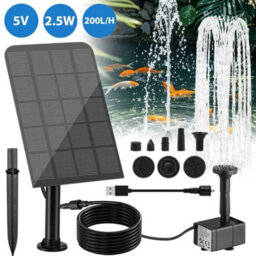 Solar Powered Water Feature Pump With 7 Nozzles Garden Fountain For Outdoor - thumbnail 1