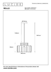 Lucide Rollo Pendant Light - 1Xe27 - Taupe - thumbnail 4