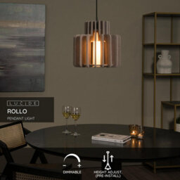 Lucide Rollo Pendant Light - 1Xe27 - Taupe - thumbnail 2