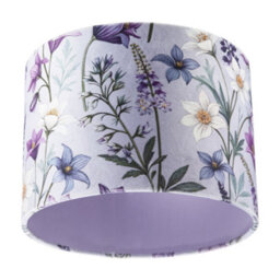 Happy Homewares Vivid And Chic Lavender Velvet Lamp Shade With Blue And White Flowers - thumbnail 5