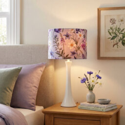Happy Homewares Vivid And Chic Lavender Velvet Lamp Shade With Blue And White Flowers - thumbnail 6