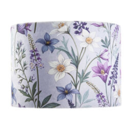 Happy Homewares Vivid And Chic Lavender Velvet Lamp Shade With Blue And White Flowers - thumbnail 4