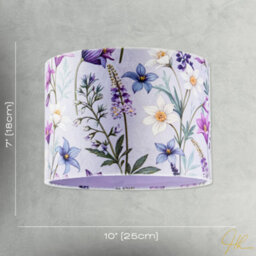 Happy Homewares Vivid And Chic Lavender Velvet Lamp Shade With Blue And White Flowers - thumbnail 7