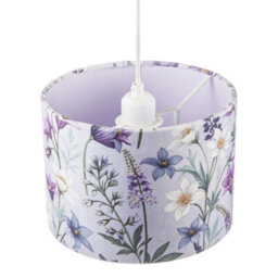 Happy Homewares Vivid And Chic Lavender Velvet Lamp Shade With Blue And White Flowers - thumbnail 3
