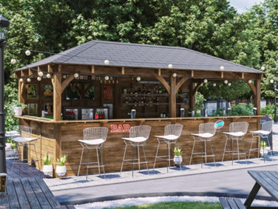 Dunster House Garden Bar Wooden Outdoor Bar Gazebo Full Length