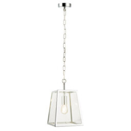 Happy Homewares Classic Lantern Pendant Lamp In Polished Chrome With Clear Glass Sides - thumbnail 2
