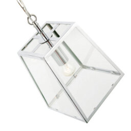 Happy Homewares Classic Lantern Pendant Lamp In Polished Chrome With Clear Glass Sides - thumbnail 3