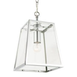 Happy Homewares Classic Lantern Pendant Lamp In Polished Chrome With Clear Glass Sides - thumbnail 4