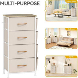 Narrow Chest Of Drawers With 4 Drawers, Fabric Chest Drawers - thumbnail 4