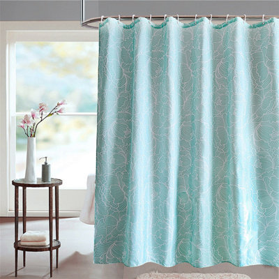 Neel Blue Shower Curtain Polyester Curtain Mould & Mildew  With 12 Curtain Hook 180 X 200Cm - image 1