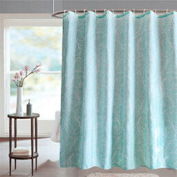 Neel Blue Shower Curtain Polyester Curtain Mould & Mildew  With 12 Curtain Hook 180 X 200Cm - thumbnail 1