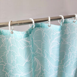 Neel Blue Shower Curtain Polyester Curtain Mould & Mildew  With 12 Curtain Hook 180 X 200Cm - thumbnail 6