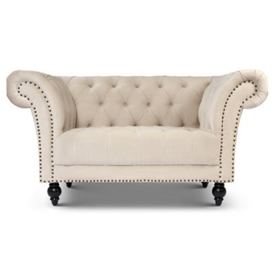 Bravich Cambridge Chesterfield Armchair - Velvet Cream - image 1