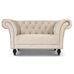 Bravich Cambridge Chesterfield Armchair - Velvet Cream - thumbnail 1