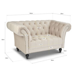 Bravich Cambridge Chesterfield Armchair - Velvet Cream - thumbnail 2