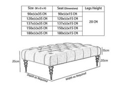 Alyana 180Cm Rectangle Ottoman Bench With Wooden Legs- Pink Plush Velvet Chesterfield Upholstered Footstool - thumbnail 2