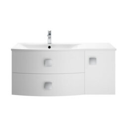 Hudson Reed Sarenna Wall Hung Lh 2 Drawer 1 Door Vanity Unit & Polymarble Basin, Moon White, 1012 X 504 X 448mm - thumbnail 1
