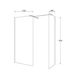 Homestylestore Black Corner Walk In Fluted Glass Shower Enclosure White Tray 1700 X 800mm - thumbnail 4