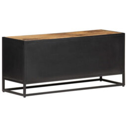 Berkfield Tv Cabinet 90X30X40 Cm Rough Mango Wood And Natural Cane - thumbnail 4