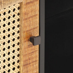 Berkfield Tv Cabinet 90X30X40 Cm Rough Mango Wood And Natural Cane - thumbnail 6