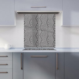 Warren Reed Designer Oblique Black Grunge Pattern Premium Glass Kitchen Splashback W600mm X H650mm - thumbnail 6