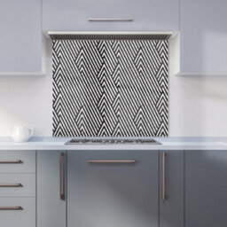 Warren Reed Designer Oblique Black Grunge Pattern Premium Glass Kitchen Splashback W600mm X H650mm - thumbnail 1
