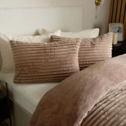OHS Faux Fur Ribbed Fleece Duvet Cover Bedding Set, Mink - King - thumbnail 3