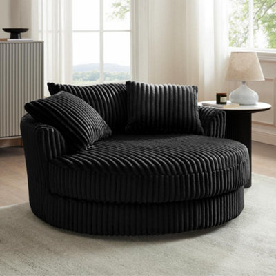 Home Detail Sky Swivel Loveseat, Black Jumbo Teddy Cord - image 1